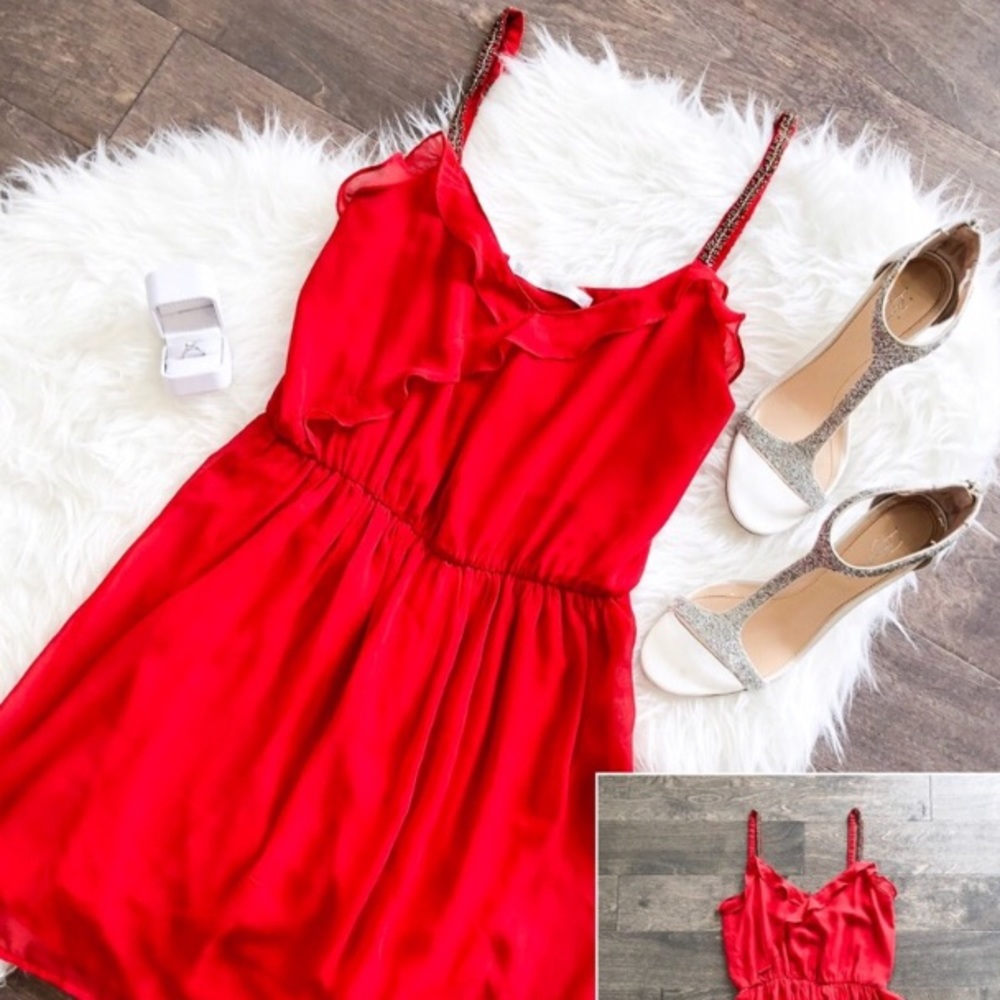 ZARA Red Dress with detail.
